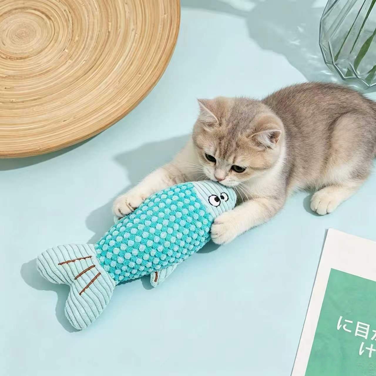 Catnip Toys - Pluche kattenkruid vis speeltje, interactief kauw-