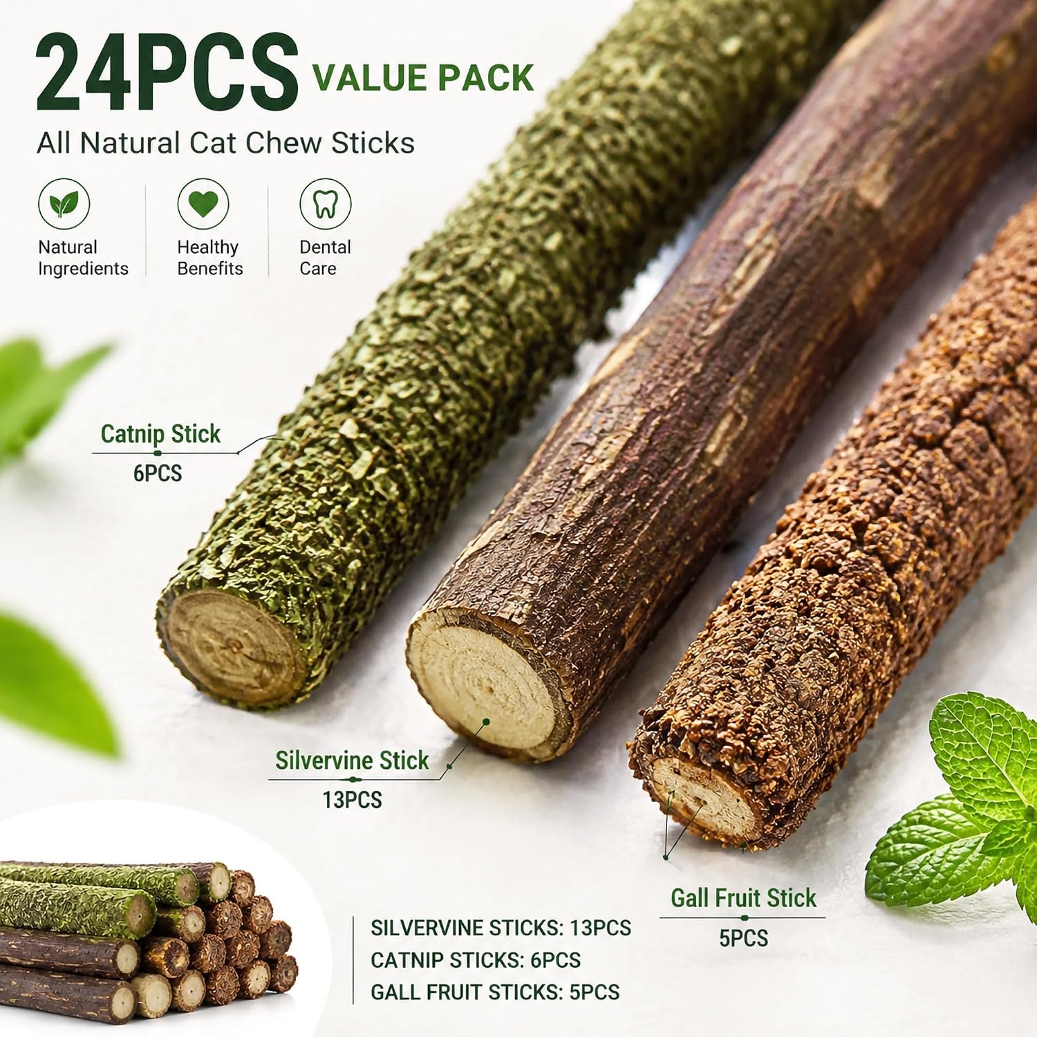 24 stuks 3 smaken Silvervine-s - Catnip Toys recensie en prijs